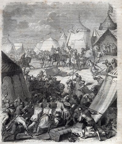 Százéves háború: Poitiers-i csata (1356). Maurice Lachatre vésése „A pápák történetébe” (...) A királynő és a császárok bűnei az évszázadok során alkotó: French School