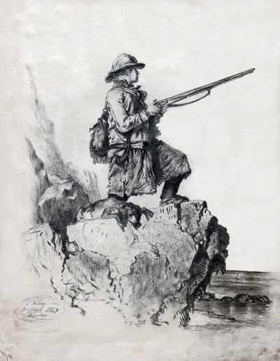 Hunter a kutyájával. (rajz alkotó: French School