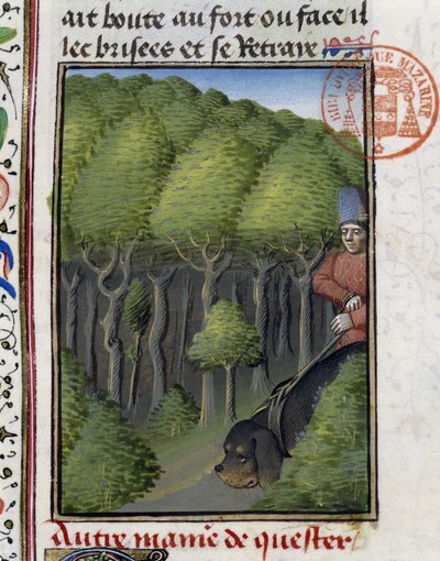 Vadászkutya – Gaston Phoebus, Foix grófja, Béarn ura „” vadászkönyvében” alkotó: French School