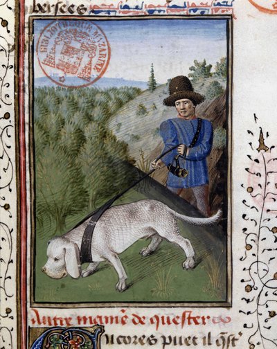 Lángoló pórázon tartott vadászkutya – Gaston Phoebus, Foix grófja, Béarn lordja, a „Vadászat könyvében”” alkotó: French School