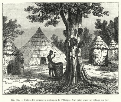 Hütten der modernen Wilden Afrikas von French School