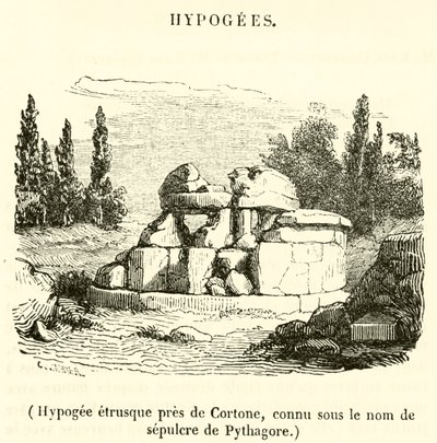 Hypogee etrusque pres de Cortone, connu sous le nom de sepulcre de Pythagore (metszet) alkotó: French School