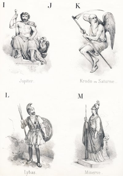 ; IJ K L M: Jupiter, Krodo, Lybas, Minerva alkotó: French School