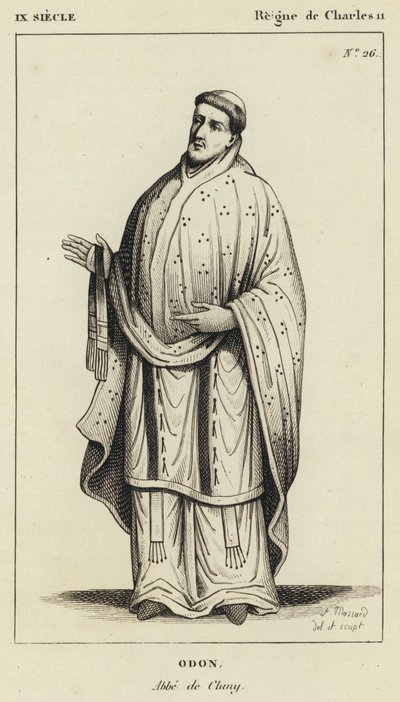 IX. század, II. Károly uralkodása, Odon, Cluny abbé (metszet) alkotó: French School
