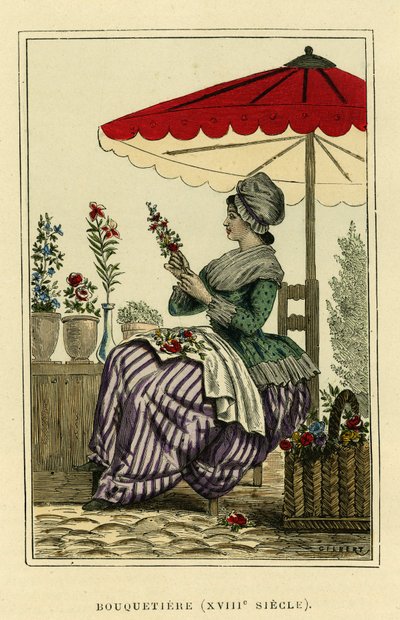 A 18. századi kőszáli viselet. Színes metszet, in: "France et les francais a travers les centuries", Augustin Challamel, F.Roy szerkesztő, Párizs 1882. Selva gyűjtemény. alkotó: French School