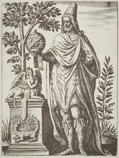 Tyanai Apollonius ideális portréja, Jean-Jacques Boissard varázslatos varázslatából, 1605-ben, megjelent az A History of Magic 19. század végén alkotó: French School