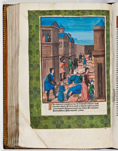 Az idumaeusok fellázadnak Róma ellen Ananus és Jézus főpapok lemészárlásával i.sz. 68-ban (kézzel színezett nyomtatás) alkotó: French School