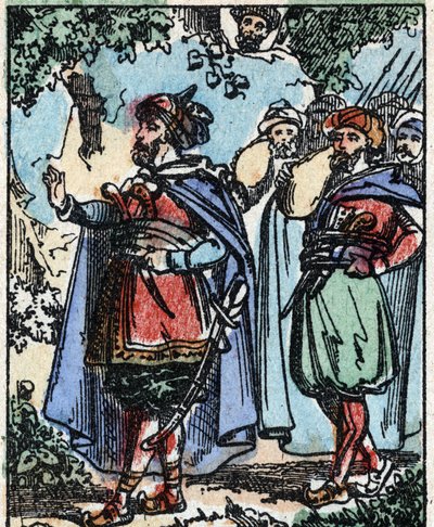 Illusztráció az Ezeregyéjszaka meséihez. Ali-Baba (Ali Baba).Fametszet az Imaging Pellerin - Epinal, sd. 19. század vége. alkotó: French School