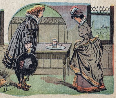 Illusztráció a „Szépség és a Béta” című meséhez: a bete szebb királyfi lett. Quinn-képek metszete, 1890 körül. alkotó: French School
