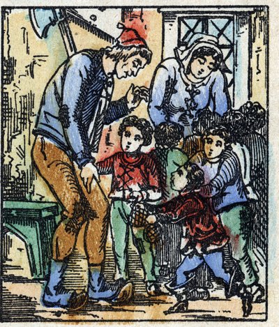 Illusztráció Charles Perrault "" Le petit poucet "" meséjéről. Imaging Pellerin fametszete - Epinal, sd. 19. század vége. alkotó: French School