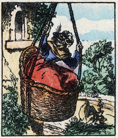 Illusztráció a „” Raminagrobis és az egerek” című meséhez. Fametszet az Imaging Pellerin - Epinal, sd. 19. század vége. alkotó: French School