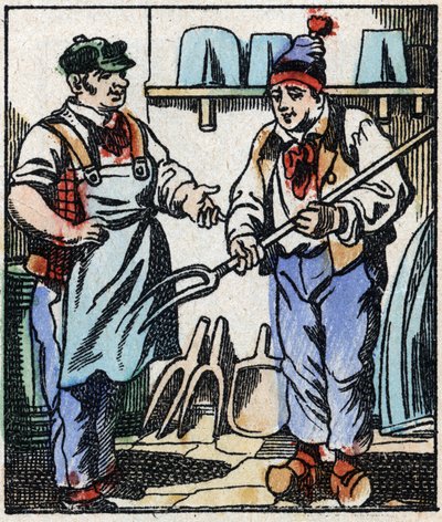 Illusztráció a meséhez: „Az ördögvilla „” Fametszet az Imaging Pellerin-ből - Epinal, sd. 19. század vége. alkotó: French School