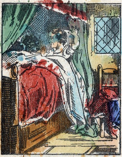 Illusztráció Charles Perrault „A Piroska” című meséjéhez. Fametszet az Imaging Pellerin-től - Epinal, sd. 19. század vége. alkotó: French School