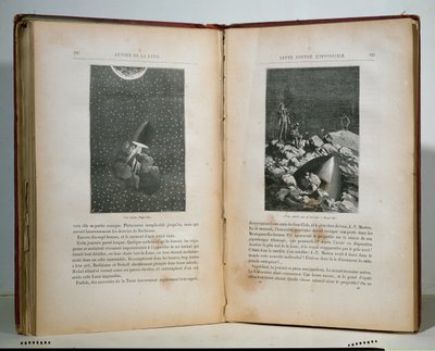 Illusztrációk a Hold körül című filmből, Jules Verne (1828-1905) alkotó: French School