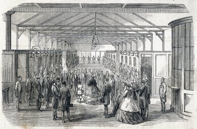 Impress Eugenie és a császári herceg látogatása a Bank of France-ban, 1866. június 23. - - metszet a Le MONDE Illustrousban DU 1866.07.07. alkotó: French School