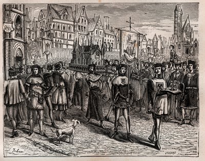 1318-ban Párizs előestéje összehívta a város papságát Saint-Magloire ereklyéinek fordítására – A körmenet megkezdte a Saint-Magloire templomot elhagyva a Rue Saint-Denis-en, és a rue aux Ours-n keresztül a temetőbe ment. Saint-Nicolas-des-Cha alkotó: French School