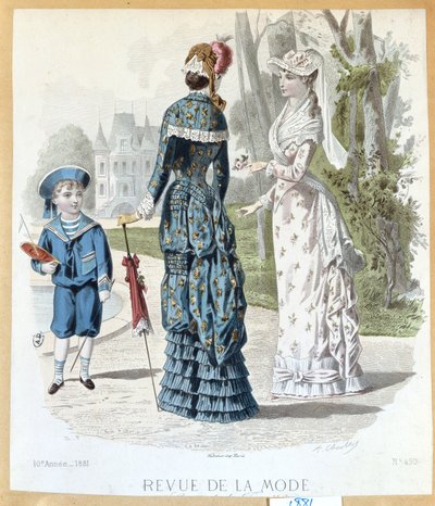 Egy parkban, a Revue de la Mode-ból, 1881 alkotó: French School