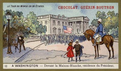 A Fehér Ház előtt, az elnök rezidenciája, Washington DC (chromolitho) alkotó: French School