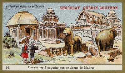 A hét templom előtt Madras területén (chromolitho) alkotó: French School