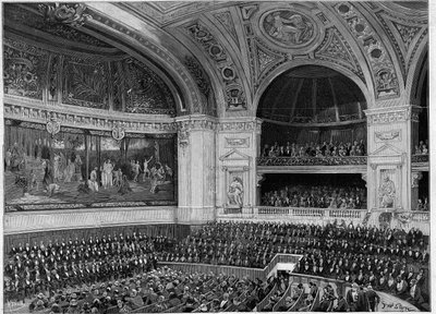 Az új Sorbonne felavatása 1889-ben: a nagy amfiteátrum a szertartás alatt. alkotó: French School
