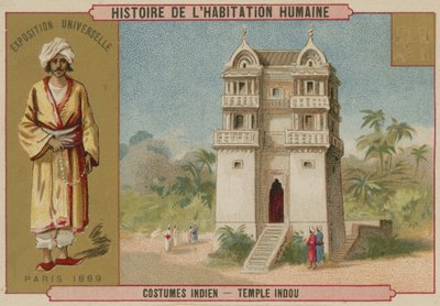 Indiai jelmez és egy hindu templom alkotó: French School