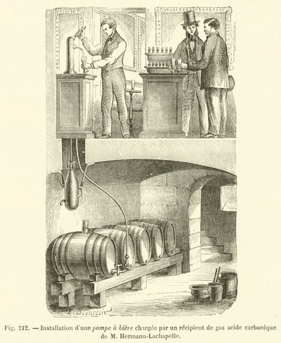 M Hermann-Lachapelle szénsavgázzal feltöltött sörszivattyú telepítése (metszet) alkotó: French School
