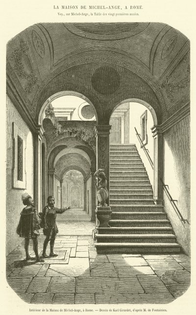 Michelangelo házának belseje, Róma (metszet) alkotó: French School