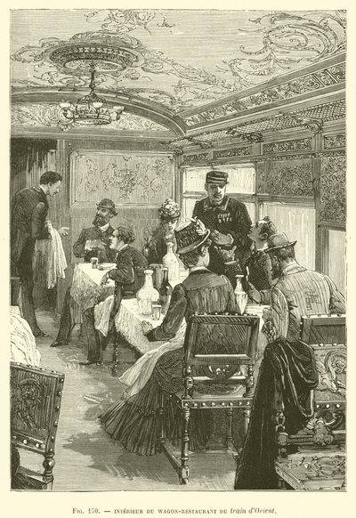 Az Orient vonat kocsi-éttermének belseje (metszet) alkotó: French School
