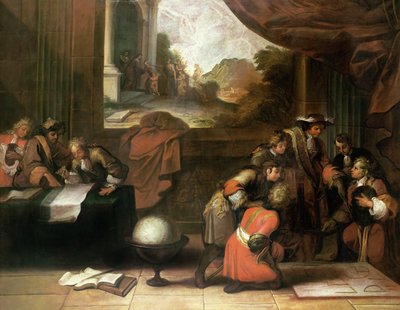 Egy szoba belseje geográfusokkal és matematikusokkal, 1680-90 körül alkotó: French School