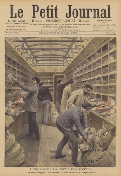 Egy postakocsi belseje egy francia vonaton (színes litho) alkotó: French School