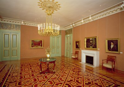 Intarziás padlós szalon belseje, XVIII-XIX alkotó: French School