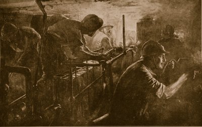 A francia rohamtüzérséghez tartozó harckocsi belseje, 1914-18 alkotó: French School