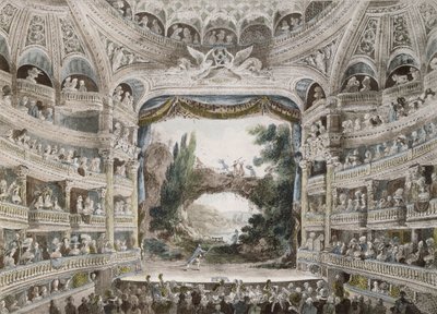 A Comedie Francaise Színház belső tere 1791-ben, eredeti akvarell után alkotó: French School