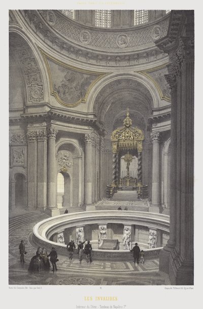 I. Napóleon kupolájának és sírjának belseje, Les Invalides, Párizs (színes litó) alkotó: French School