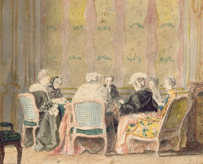 Belső női játékkártyákkal, 1770 (wc papíron) alkotó: French School