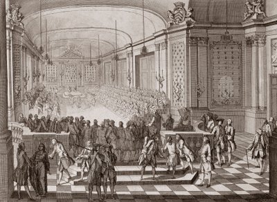 A nantes-i Jacobins Hall belső képe, az Egyesült Államok Bretagne-i birtoka idején 1764-ben. alkotó: French School