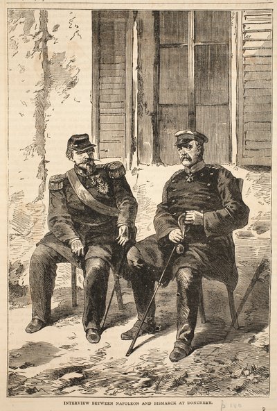 Interjú Napóleon és Bismarck között Doncherryben, illusztráció Cassells: A Franciaország és Németország közötti háború története, 1870-1871 alkotó: French School
