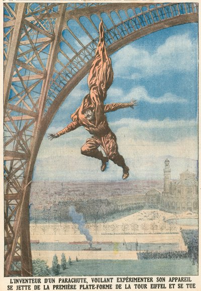 Az ejtőernyő feltalálója leugrik az Eiffel-toronyból alkotó: French School