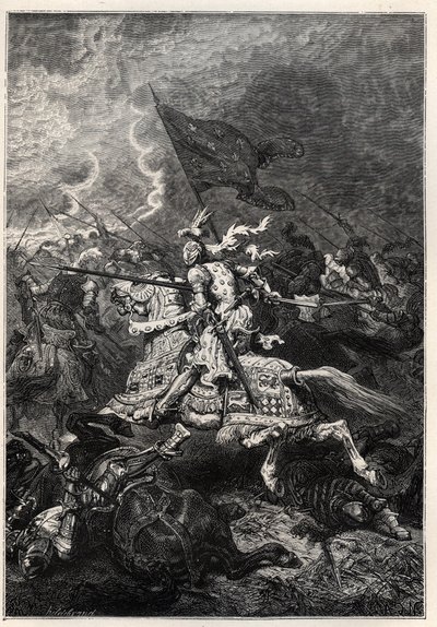 Olasz háborúk – Fornovói csata – VIII. Károly francia király legyőzte a Velencei Ligát – 1. olasz háború – Fornoue-i csata (Fornovo) (Olaszország) VIII. Károly vezetésével július 6. alkotó: French School