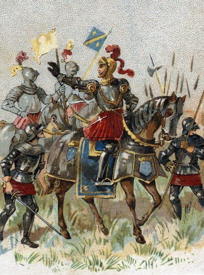 Olasz háborúk: XII. Lajos (1462-1515), francia király, az olaszországi agnadeli csatában (Milánó), 1509. május 14-én. Kromolitográfia. alkotó: French School