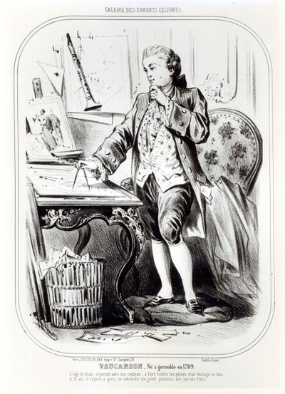 Jacques de Vaucanson gyermekként, illusztráció a Galerie des Enfants Celebresből, 1850 körül alkotó: French School