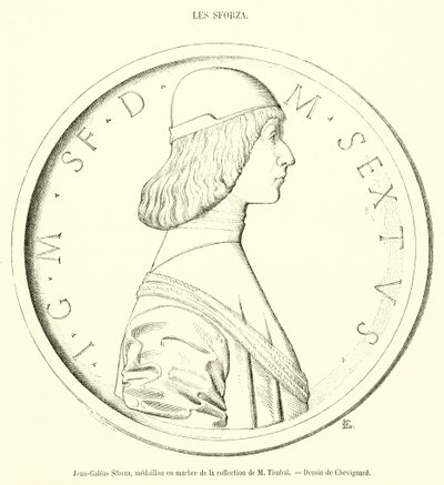 Jean-Galeas Sforza, márványmedál M Timbal gyűjteményéből (metszet) alkotó: French School