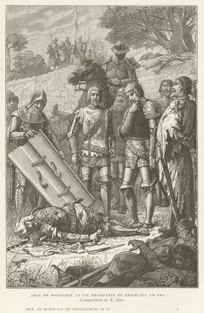 Jean de Montfort felfedezi Charles of Blois holttestét az auray-i csata után, 1364 alkotó: French School