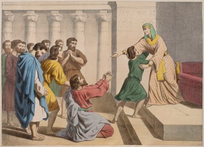 Joseph hagyja magát, hogy testvérei felismerjék, illusztráció az LHistoire Sainte katekizmusból, Charles Delagrave, Párizs, 19. század vége alkotó: French School