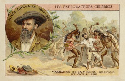 Jules Crevaux (1847-1882) a Rio Pilcomayo partján Argentínában 1882. április 27-én alkotó: French School