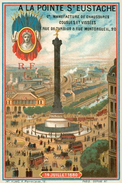 Július az 1830-as francia forradalomra emlékező oszlop, Párizs (chromolitho) alkotó: French School