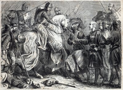 Nagyképű V. Alfonz (v. 1396-1458), Aragónia királya meghódítja Nápoly királyságát. Maurice Lachatre vésése „A pápák történetébe” (...) A királynő és a császárok bűnei az évszázadok során alkotó: French School