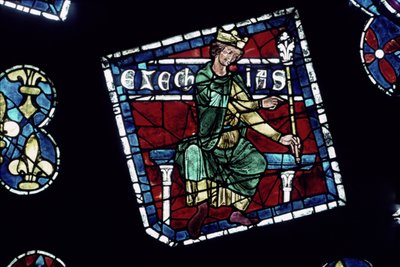 Ezékiás király, részlet az északi rózsaablakból, 1223 körül alkotó: French School