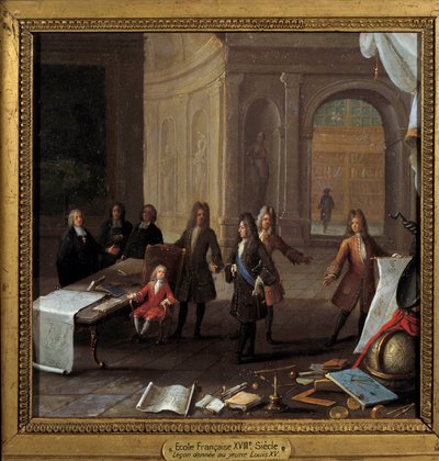 XV. Lajos király (1710-1774) gyermek, aki lecont kapott Fleury bíboros és II. Fülöp régens jelenlétében Orléans hercege (1674-1723) Névtelen 18. századi festmény, olaj réz Dim. 0,23 x 0,23 m Párizs, Musee Carnavalet – A chi tanítási jelenete alkotó: French School