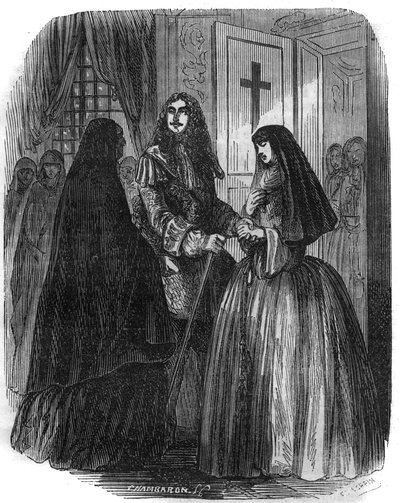 XIV. Lajos francia király (1638-1715) Louise Francoise de la Valliere-rel (1644-1710). századi metszet. alkotó: French School